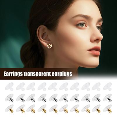 120 Pcs Earring Backs with Pad Hypoallergenic Earring Stoppers Acrylic Earring Backings Replacement for Lost Earring Backs DIY Earring Making