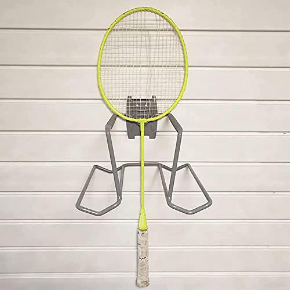 Tennis Racket Wall Mount Non-slip Metal Sports Equipment Organizer Holds 6 Balls and 4 Rackets Wall Mounted Garage Organizer for