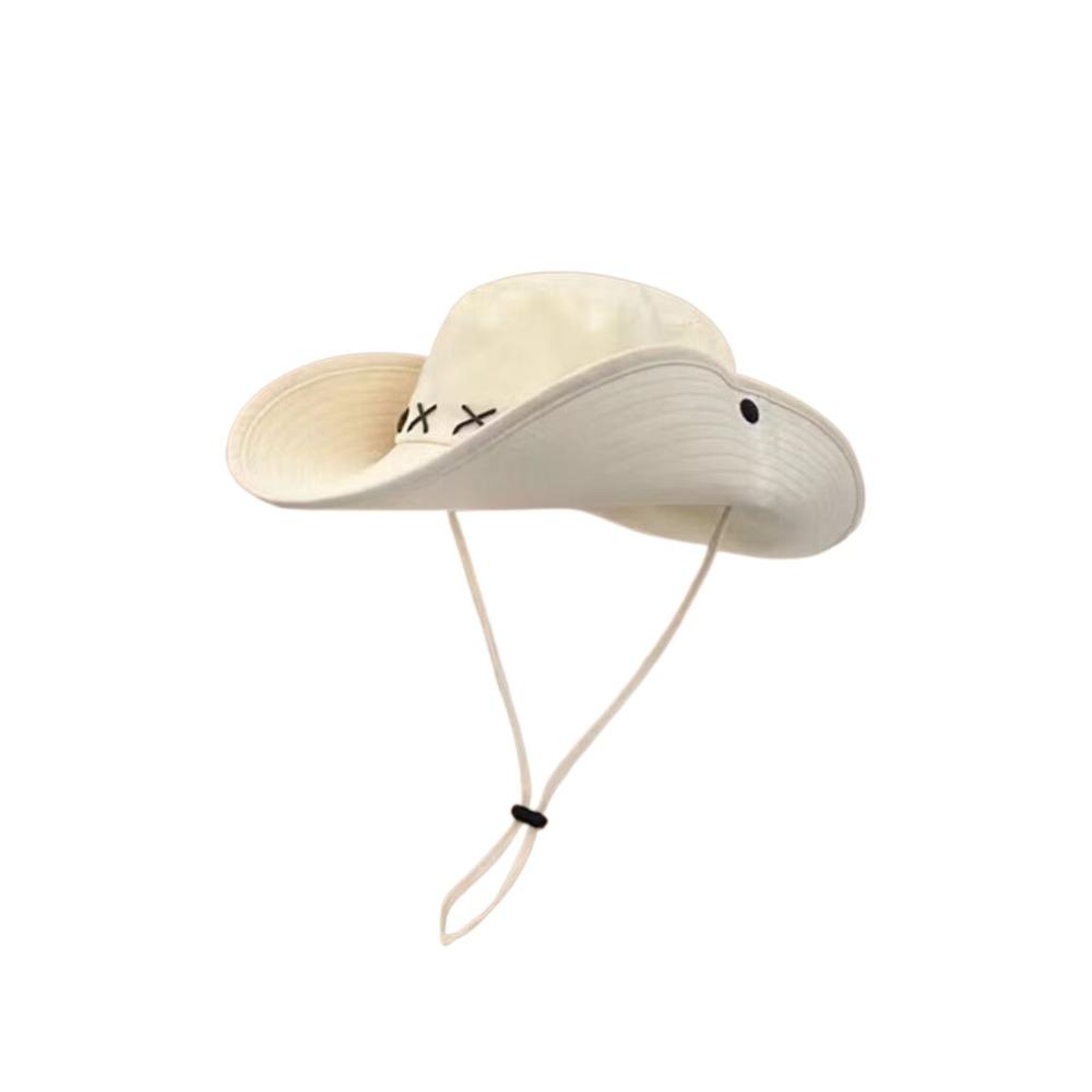 

Adjustable Wide Brim Sun Hat Breathable Fisherman Sunshade Cap Fashion Western Cowboy Hat Woman