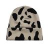 Keep Warm Pullover Hat Ear Protection Winter Beanie Hat Casual Cow Pattern Knitted Hat  Skiing