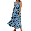 Women's Summer Casual Fashion Flower Printed Sleeveless Pocket Dress