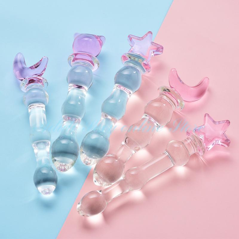 Crystal Glass Dildos Realistic Dildo Penis Glass Beads G-Spot Anal Butt Plug Erotic Sex toys for Woman Couples Adults