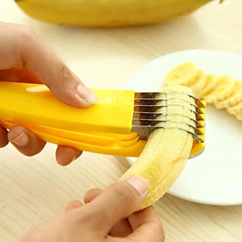 Kitchen Accessories Banana Slicer Fruit Vegetable Sausage Slicer Stainless Steel Banana Cutter Salad Sundaes Tools Cooking Tools