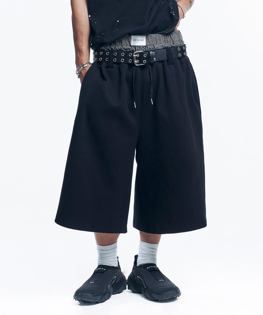 EASY NO EASY Boxer Layered Bermuda Sweatpants - Black