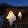 Durable Fabric Party Props Halloween Hanging Ghost with LED Lights, Spooky White Gauze Glowing Ornament, Unique Gift Ideas Flexible Figures