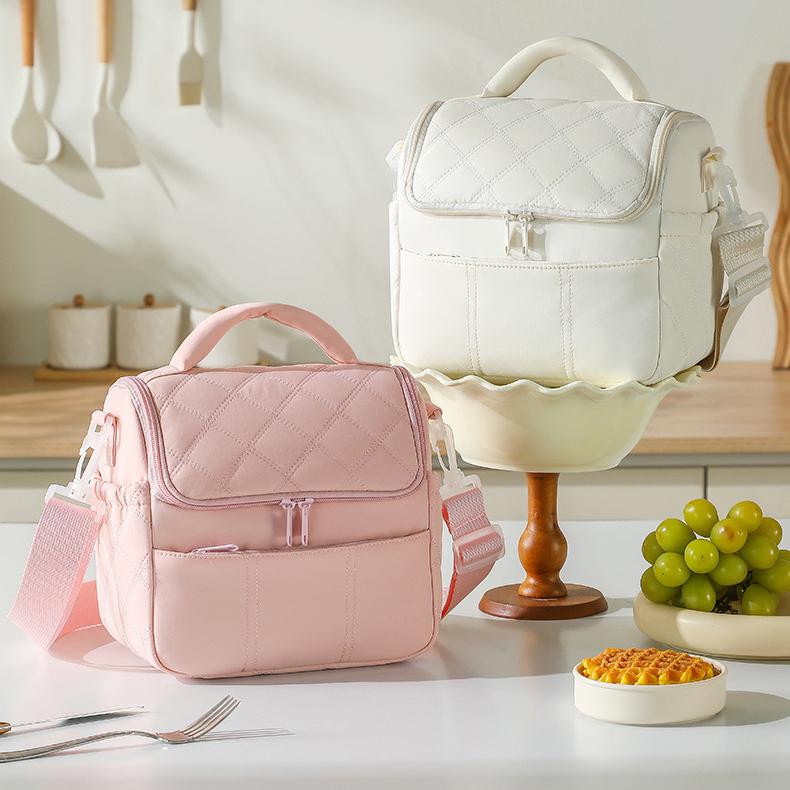 Borsa Termica per Pranzo Trapuntata, Grande Borsa Frigo Termica con Tracolla Staccabile per Ufficio e Picnic