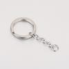 5pcs No Fade Stainless Steel Keychain with Flat Split Ring Extension Chain Clasp Circle Loop for Keyring DIY Jewelry Making