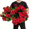 2 Bouquets UV Resistant Geraniums - Vibrant Red Faux Flowers - Perfect for Indoor & Outdoor Decor, Garden, Patio, and Home Centerpieces