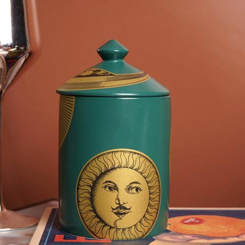 

Однотонная винтажная керамическая банка для хранения с лицом, бутылка для ароматической свечи с крышкой, художественное украшение, банка для конфет, коробка для хранения, украшение для дома