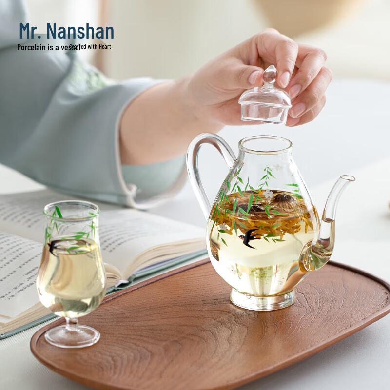 Nanshan Mr. Chinese Style Decal Glass Teapot