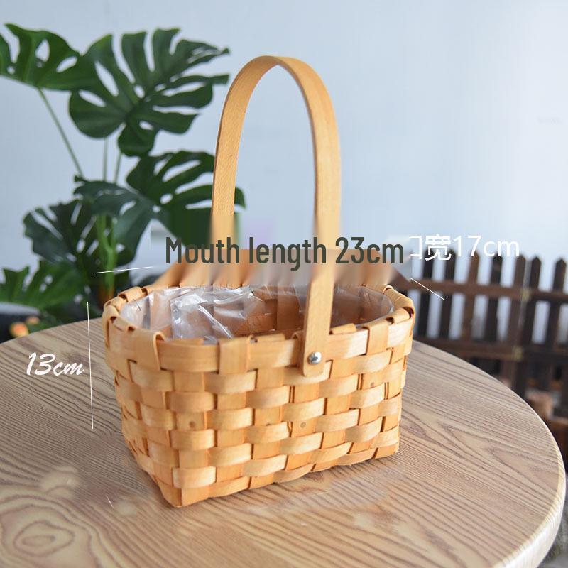 Large European-Style Bamboo Flower Basket for Arrangements - Handwoven Indoor Floral Storage Basket