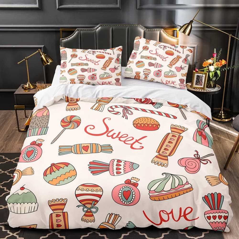 Comforter Cartoon Foods Delicious Pie For Kids Teen American Fast Food Themed Bedroom Rations Warm Comfortable