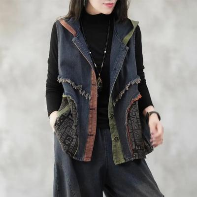 Denim Vest voor Dames Katoenen Mouwloze Tops Vest met Capuchon Oversized Lange Casual Vest
