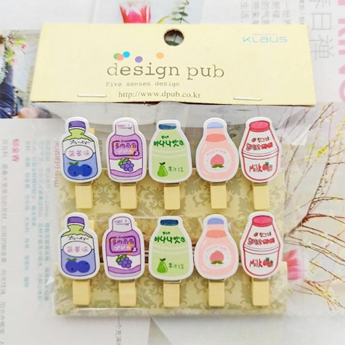 

Shaping Kindergarten Dormitory Flower Shop Card Holder Hanging Photos Small Wooden Pastoral Style Clip 10pcs(one set)