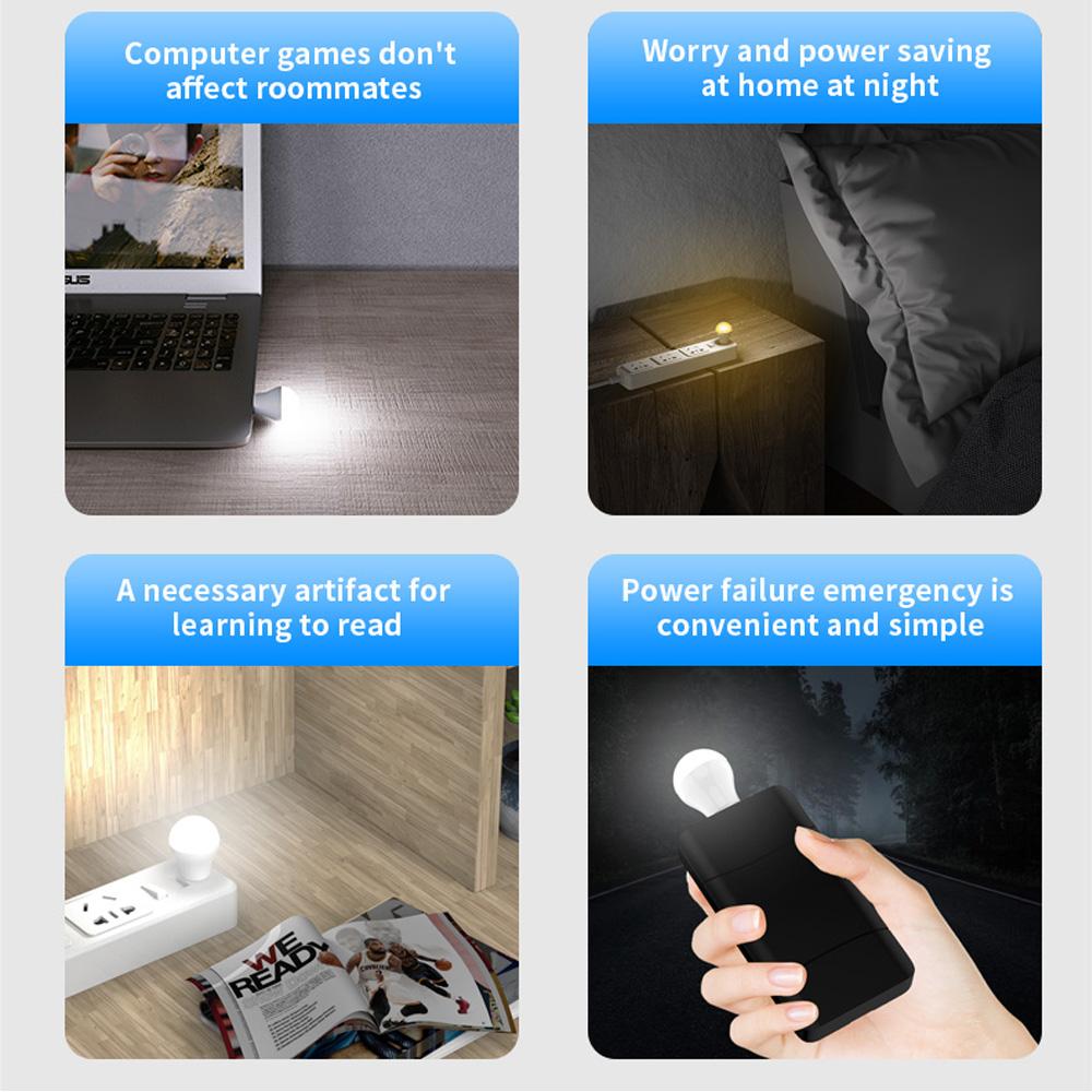 10 Pcs USB Plug Car Lamp 5V 1W Super Bright Eye Protection Book Light Computer Mobile Power Charging USB Small Atmosphere Lamp
