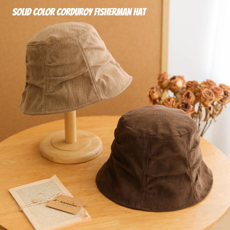 1pc Corduroy Bucket Hat,Korean Style Versatile Hat for Women, Retro Elegant Beret Cap That Flatters Beach Tralve Outfit Women