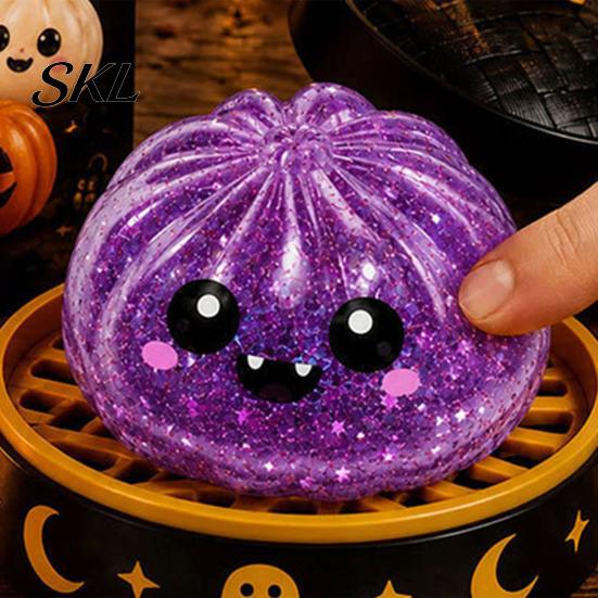 Anxiety Relief Toy 1/5Pcs Halloween Dumpling Stress Toy, Pumpkin Ghost Eyeball Steamed Bun Squeeze Sensory Ball Fidget for Adults Kids