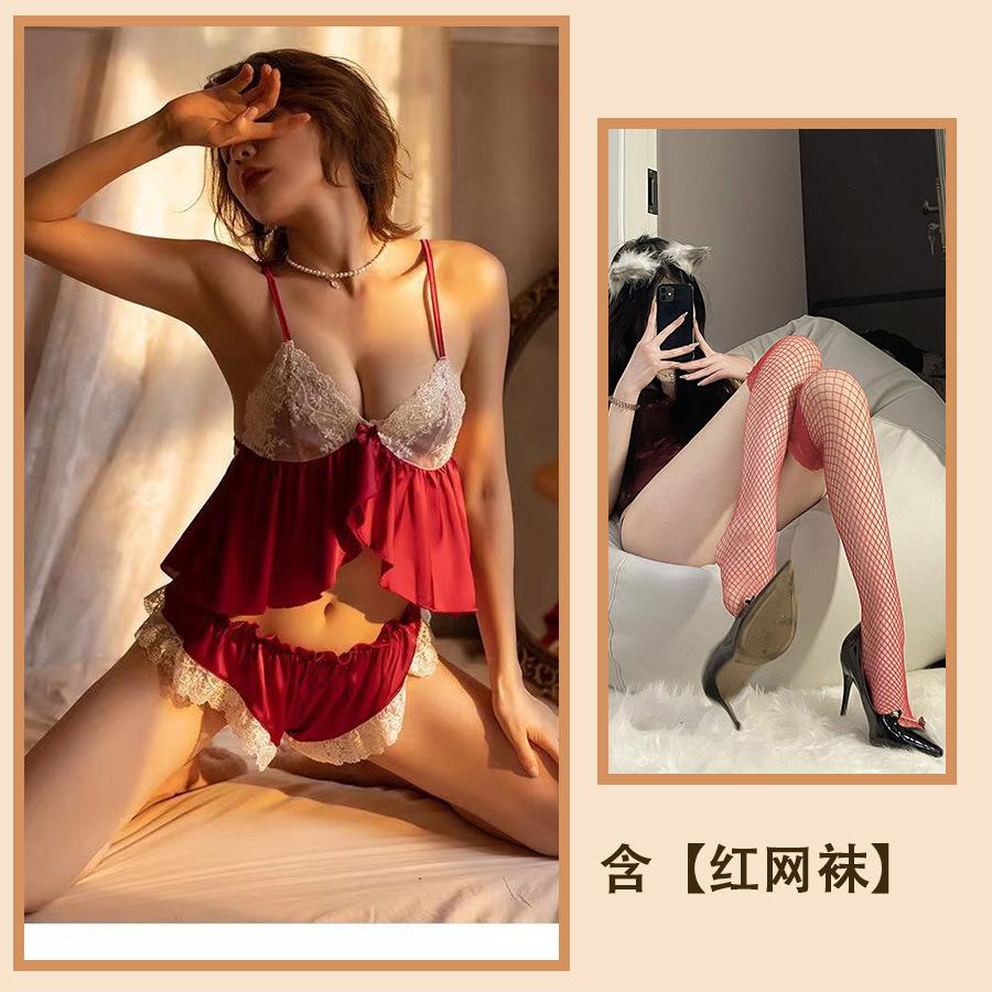 Sex Clothes Sexy Lace Seduction Girl Suit Lace Sex Suspender Shorts Pure Desire Pajama Suit