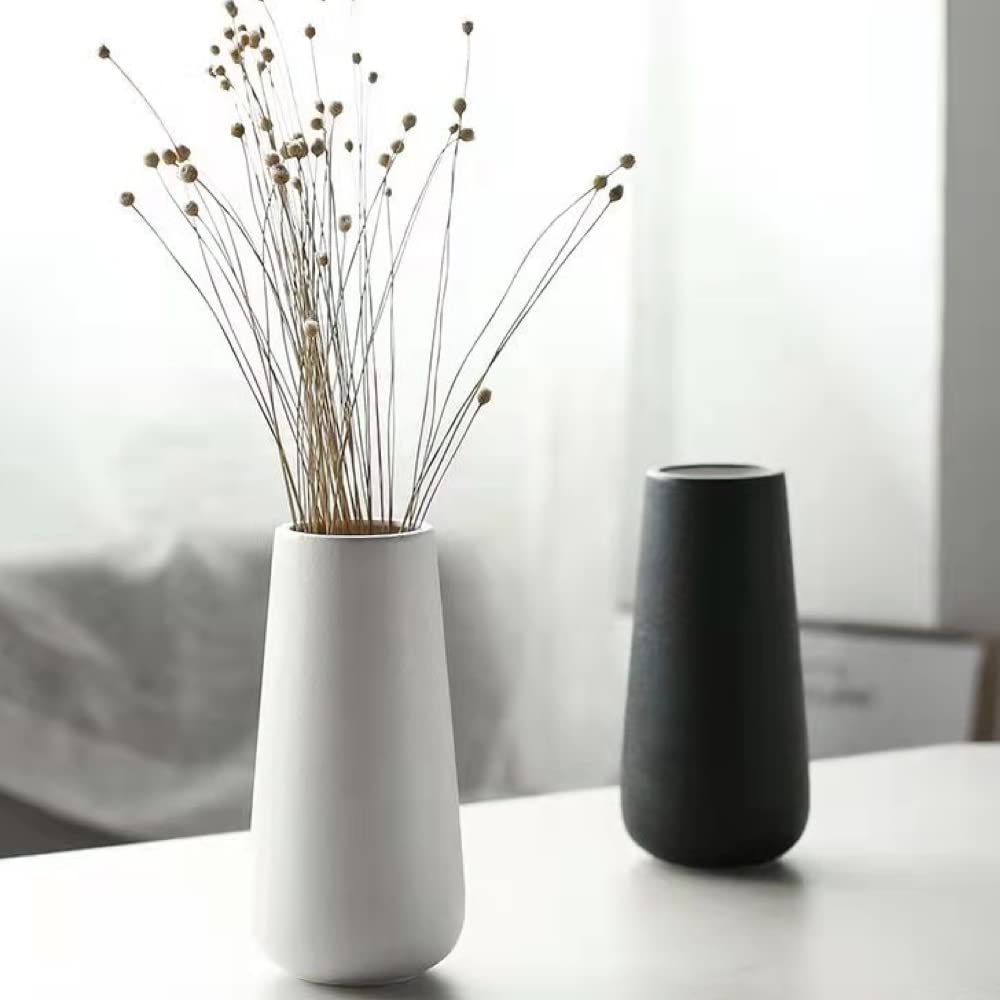 Vase Flower Base Ceramic Nordic Stylish Large Interior Flower Vase Fresh Flowers Dried Flowers Ceramics +kuRo (White, 20cm)