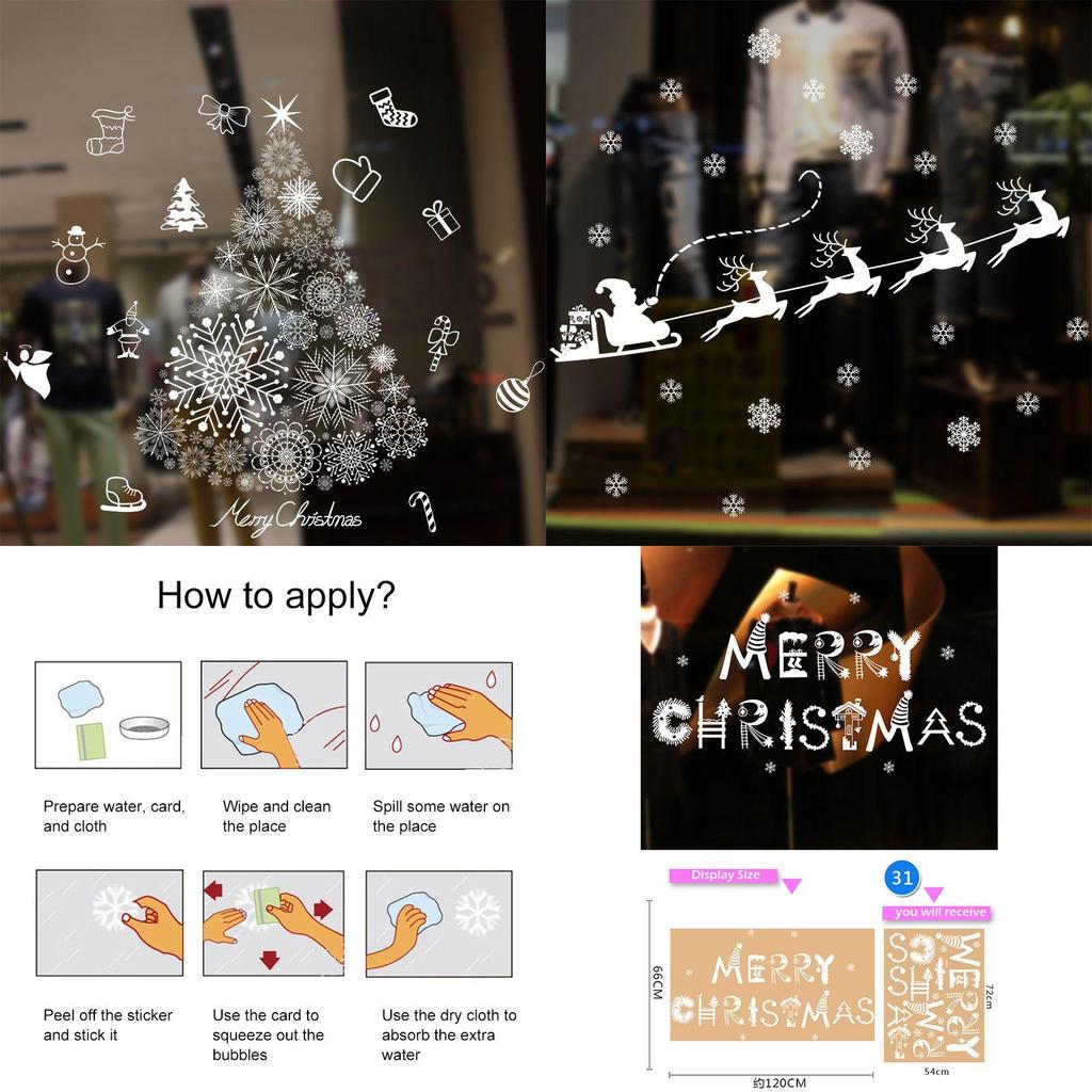 Autocolante de Crăciun fermecătoare pentru ferestre cu artă capricioasă cu Moș Crăciun pentru decor festiv în fiecare spațiu