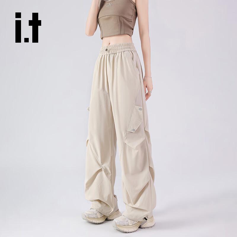 Izzue Women's High-Waisted Wide-Leg Cargo Pants