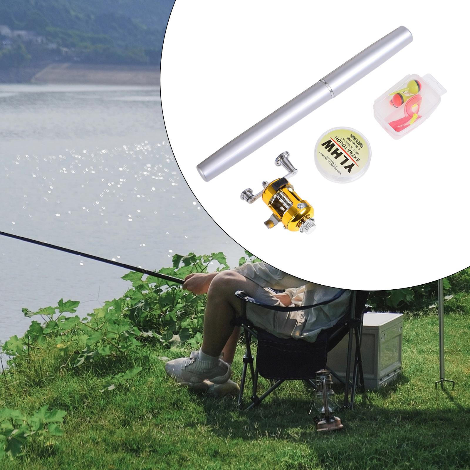 

Fishing Pole Reel Set Lines Pocket Size Telescopic Sturdy Compact Accessories Ice срібний