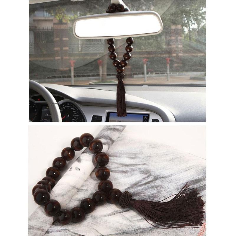 Rosary Hanging Ornament Wood On Car Rear View Mirror Gears Shift Decor