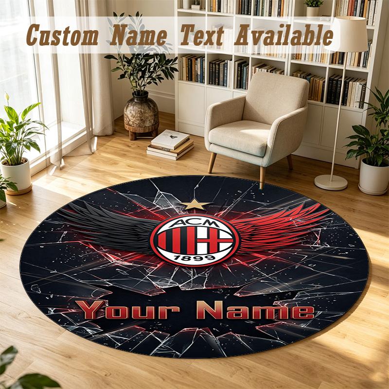 Round Rug Custom NameAC Milan Pattern Non Slip Carpet Home Floor Decor