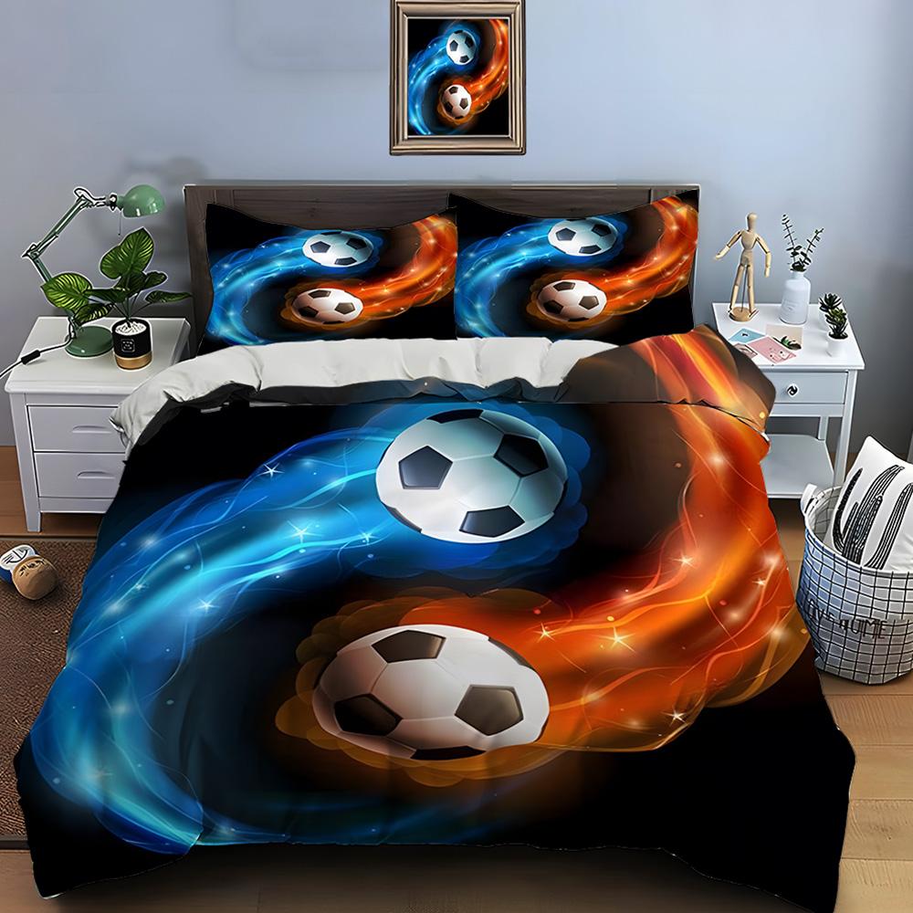 Football Print Bedding Set Sports Enthusiast Duvet Cover 1 Duvet Cover 2 Pillowcases Adult And Children Bedding Set Luxury Gifts