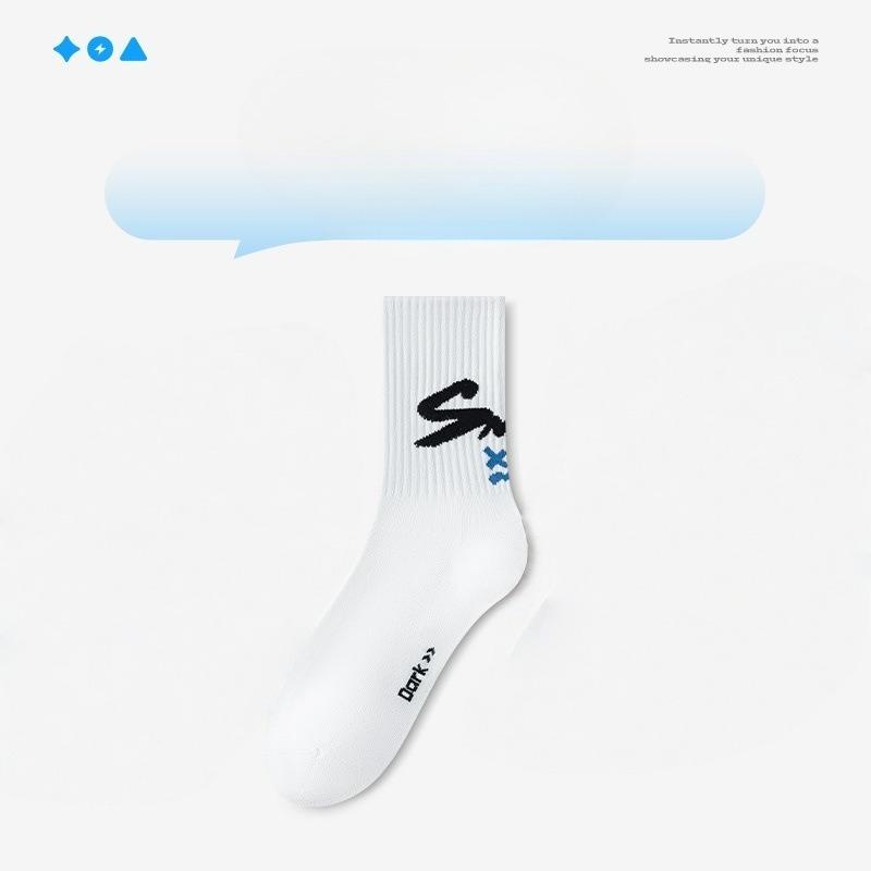 

Men s Spring and Autumn New Pure Cotton Anti Odor White Tube Socks 1 pair белый/чёрный