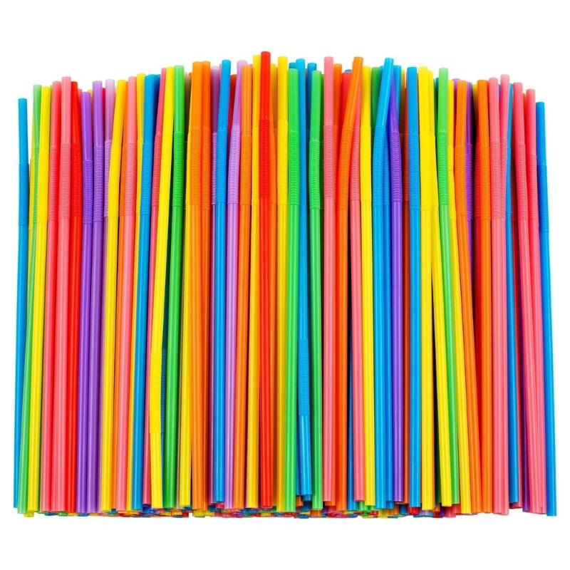 Pack of 100 Colorful Straw Throwaway Straw Bendable Straw Drinking Straw Party Straw Flexible Straw for Drinking 1