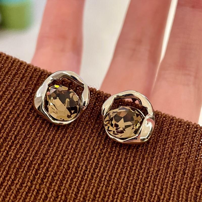 Natural tiger's eye stone series stud earrings for women Maillard exquisite retro earrings niche light luxury high-end temperament earrings