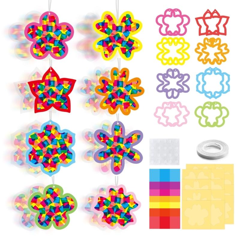 Suncatchers Crafts Safe Paper Cutting Craft Set For Children Window Painting Activity Family Bonding Project