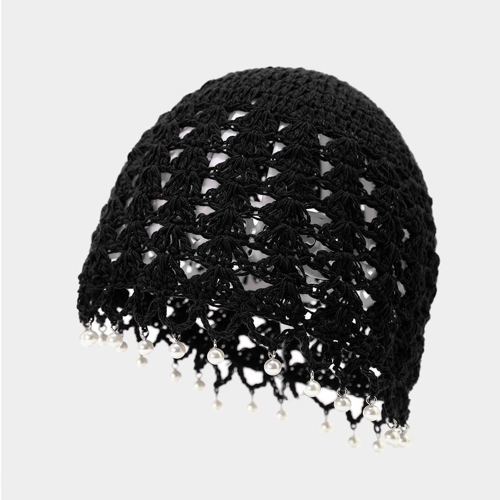 

Boho Knit Hat With Tassels And Tie Closure For Spring And Fall Fashion Black