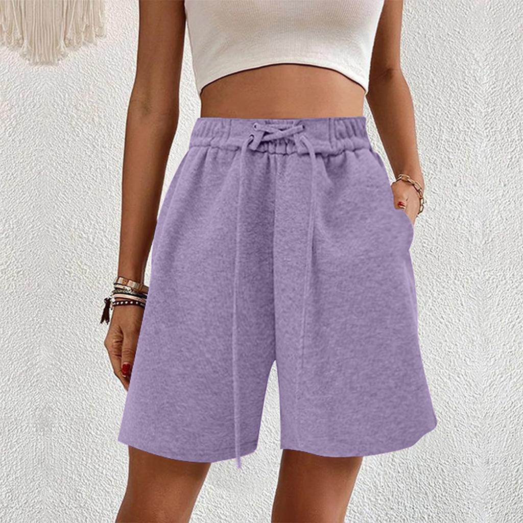 Women's Casual Wide-Leg High-Waisted Slimming Lightweight Drawstring Shorts