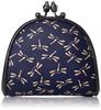 Coin Purse 72H Navy Deerskin X White Lacquer Dragonfly Pattern 1105-14-008