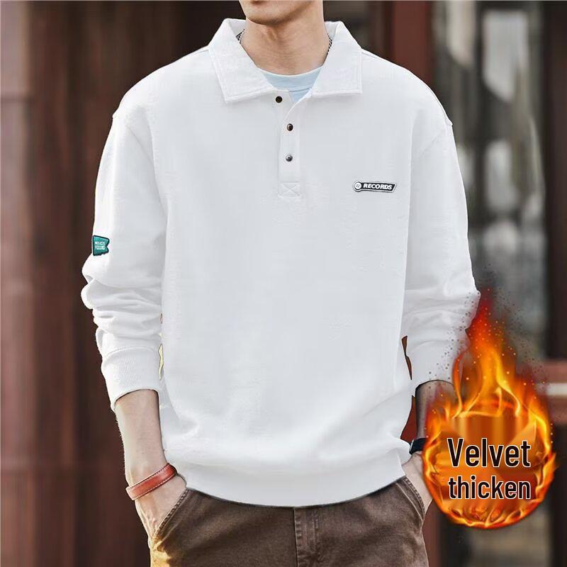 2025 Spring/Autumn Korean Style Trendy Polo Collar Hoodie: Youthful Men's Fashion, Loose Fit, Casual Long Sleeve Top