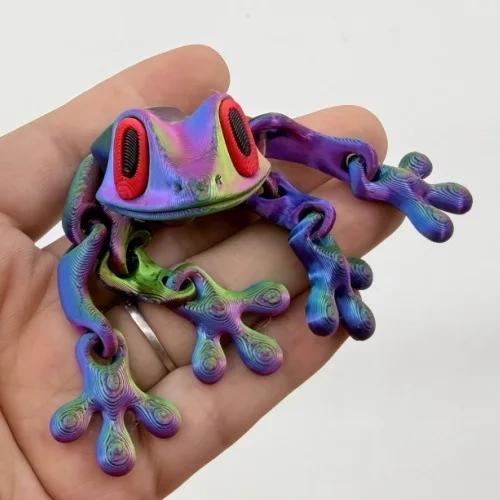 

3D Printing Creative plus Humorous Lifelike 3D Frog Variable Style Refrigerator Magnets Playthings Action Children Movable Joint Fidget Playthings 12cm