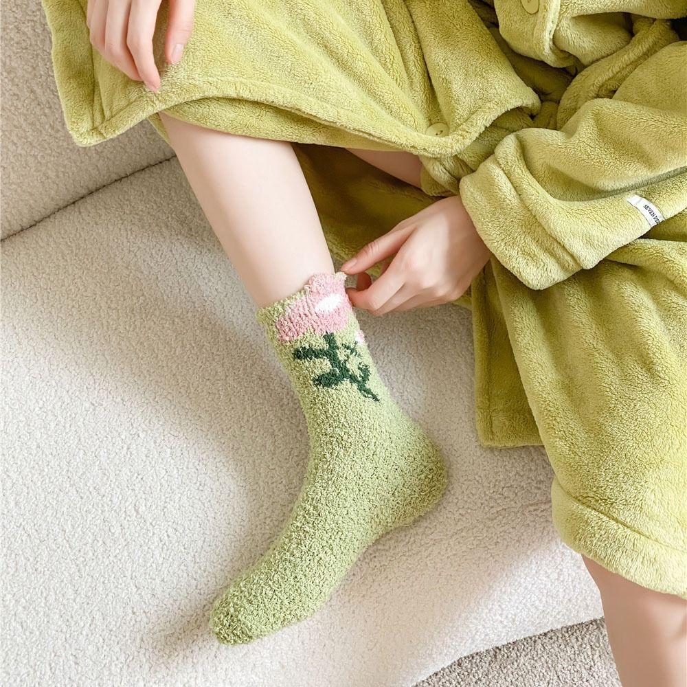 6Pairs Thickened Floor Plush Socks Winter Warm Socks Women Comfortable Coral Fleece Socks  Autumn
