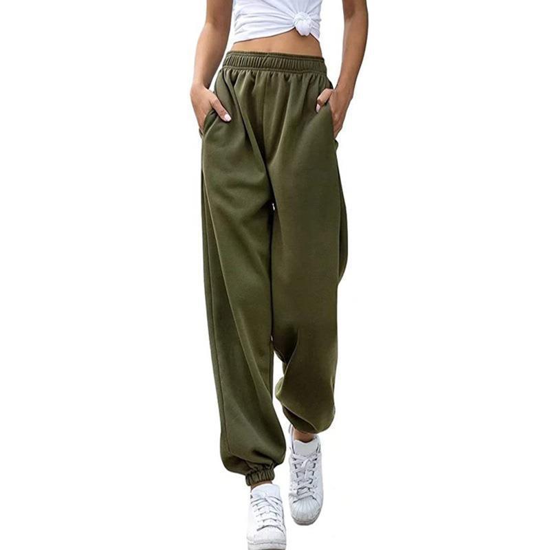 Women's High-Waisted Casual Sweatpants - Versatile Cuffed Pants for Home or Sports
