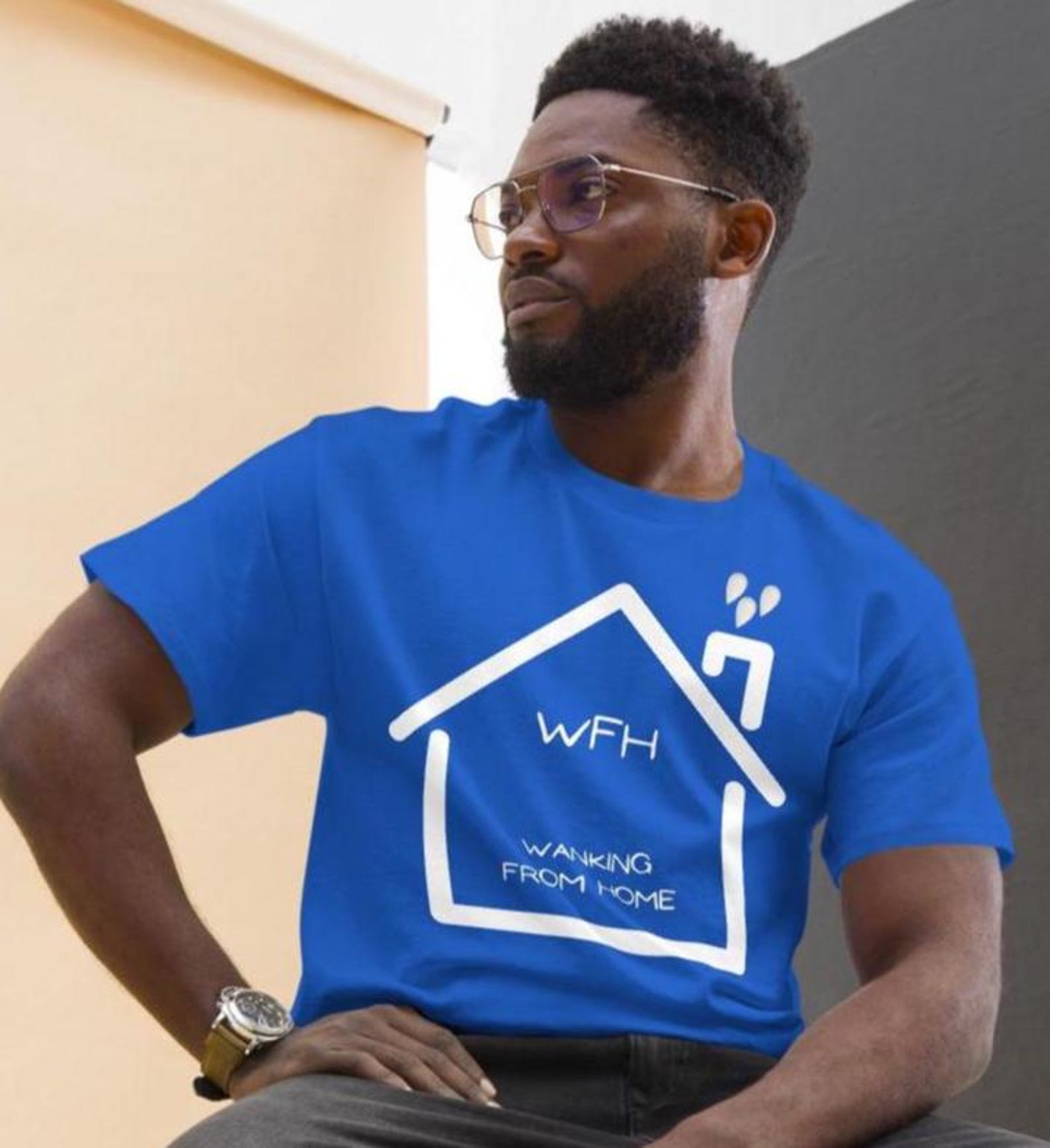 WFH Wanking from Home Unisex Printed T Shirt (Working from Home) M