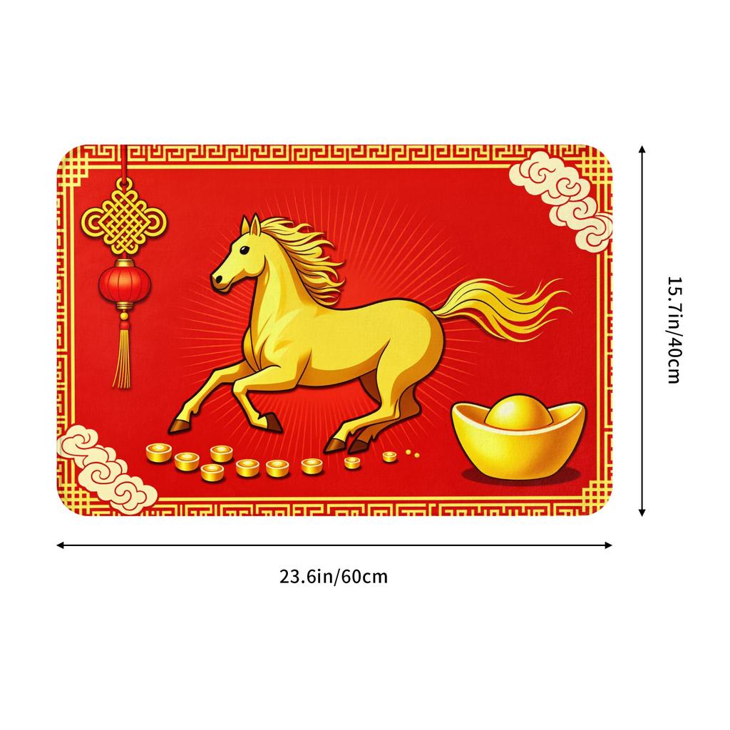 2026 Red Horse Pattern New Year Gift Door Floor Kitchen Bathroom Mat Anti-Slip Outdoor  Doormat Living Room Entrance Carpet Rug
