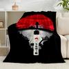 1PC Anime Red Clouds On Black Background Flannel Blanket Suitable for Both Men And Women, Soft Ideal for Beds And Sofa, Birthday Or Christmas Gift