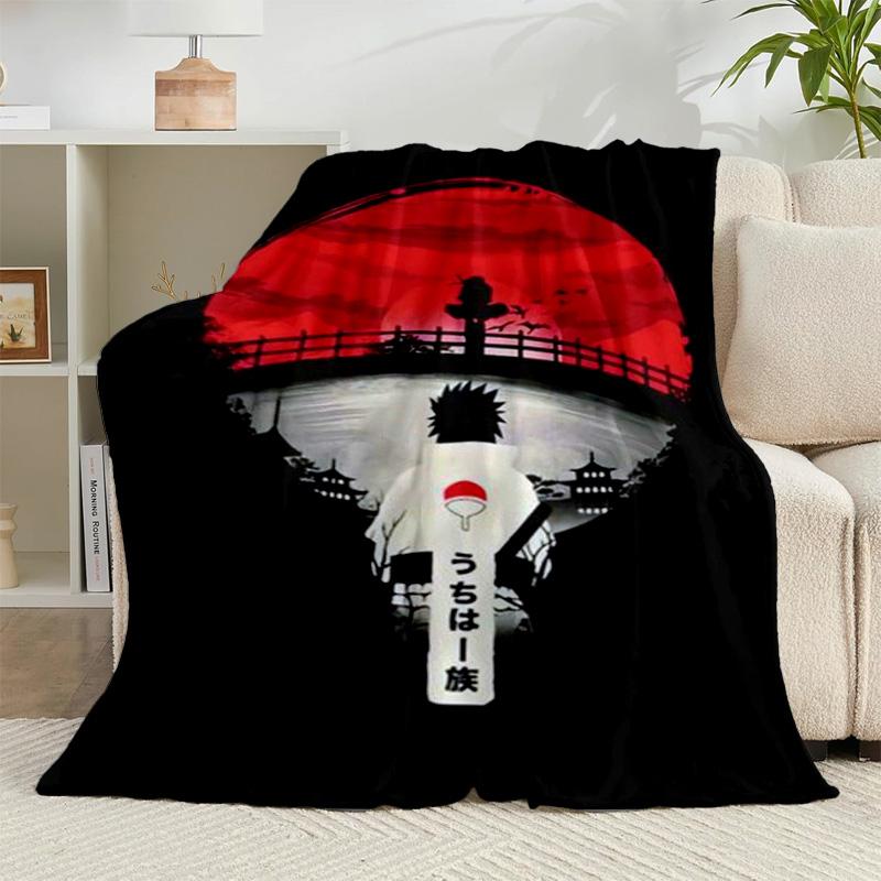 1PC Anime Red Clouds On Black Background Flannel Blanket Suitable for Both Men And Women, Soft Ideal for Beds And Sofa, Birthday Or Christmas Gift
