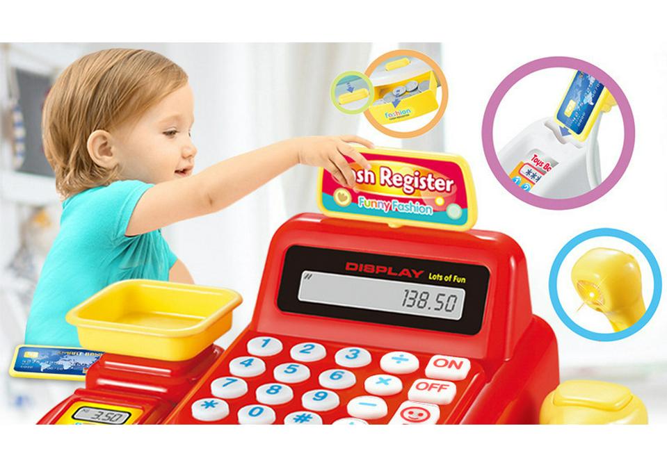 Kids' Interactive Play Supermarket Cash Register with Scanner, Computer, Sound & Light Effects - Perfect Gift for Girls