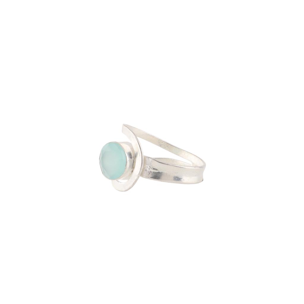 Aqua Chalcedony Gemstone 925 Sterling Silver Jewelry Handmade Ring For Women RR-68-19