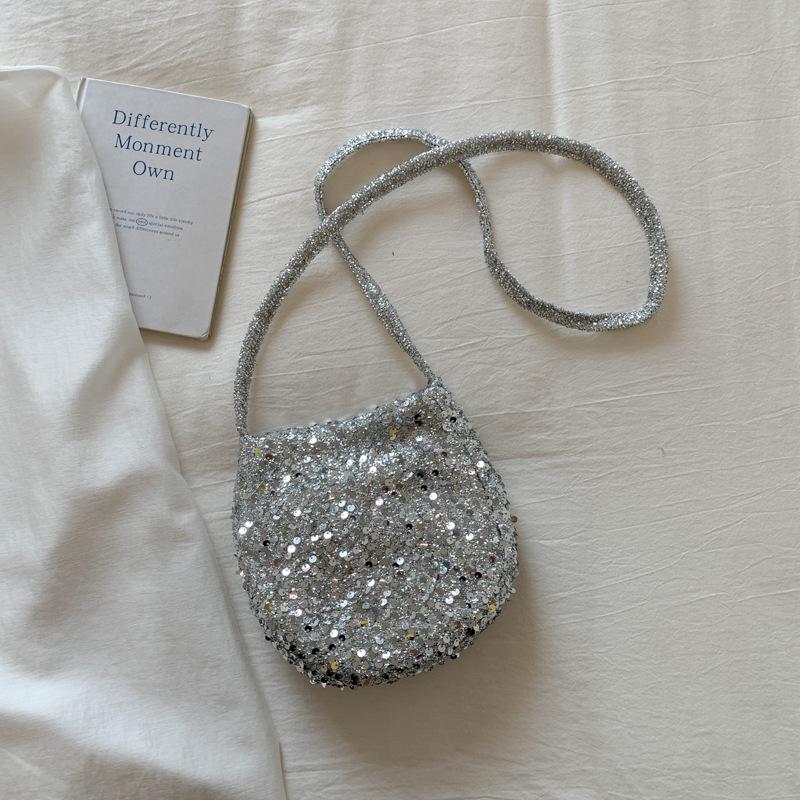 New autumn niche bag women's high-value chain shoulder messenger bag sequined casual bucket bag