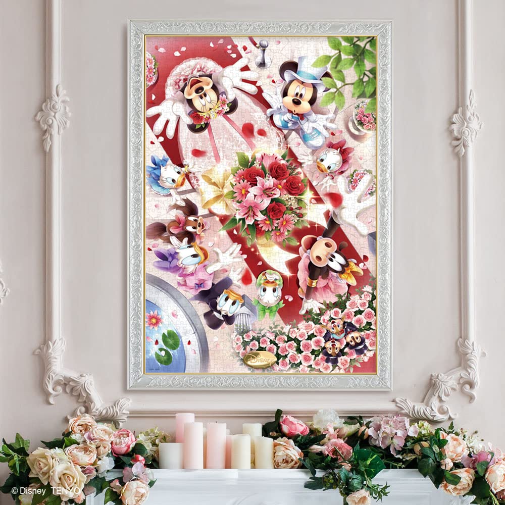 Tenyo in Jigsaw Puzzle Disney Happy Bouquet Toss Includes and Service Card (Tenyo) [Made Japan] 1000-Piece (51x73.5cm) D-1000-411, Glue, Spatula,