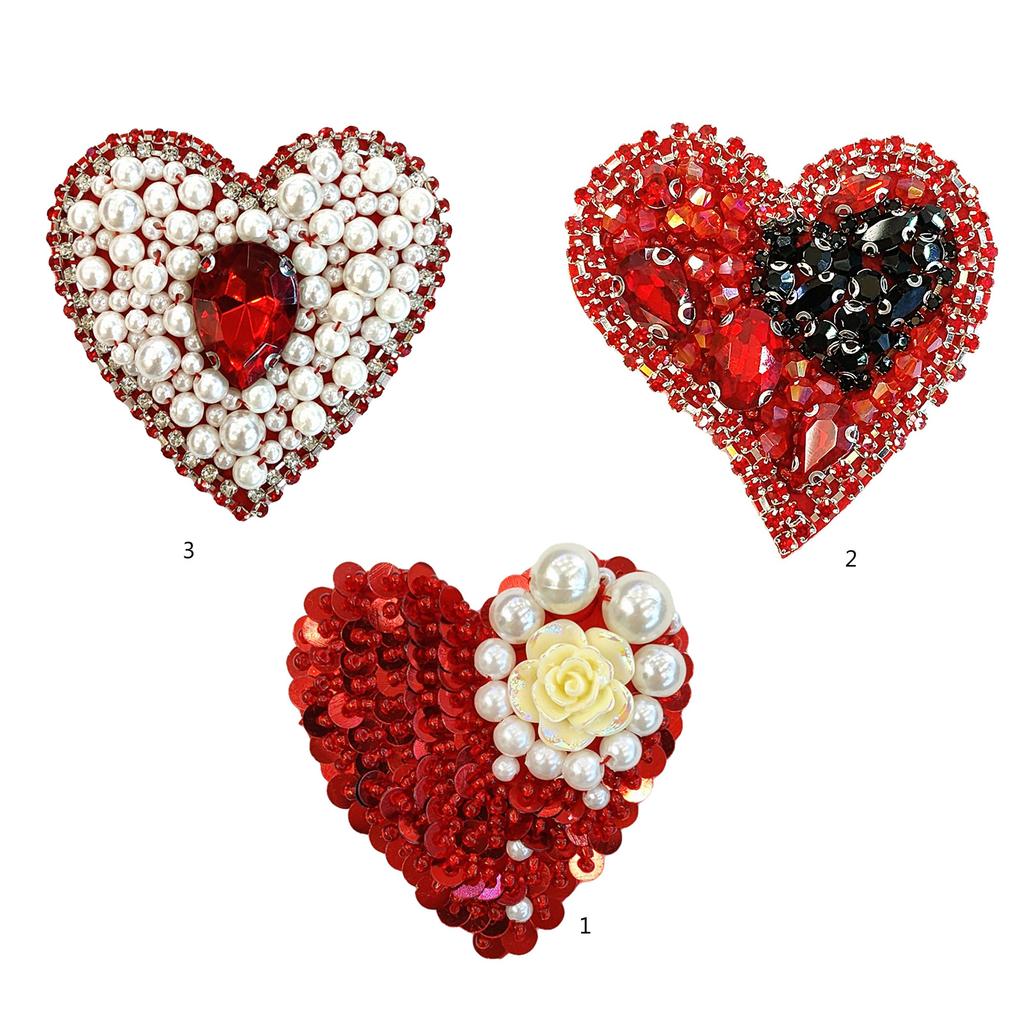 Sequins Heart Artistic Applique for Clothes Hat Sewing Patches DIY Scarf Wedding Dress Decors Accessories