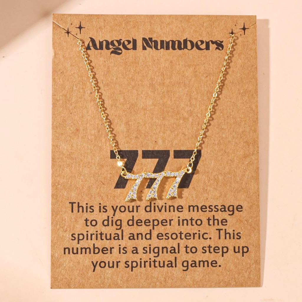 Gold 777 Diamond-Inlaid Necklace for Women - Versatile Clavicle Chain Pendant Jewelry